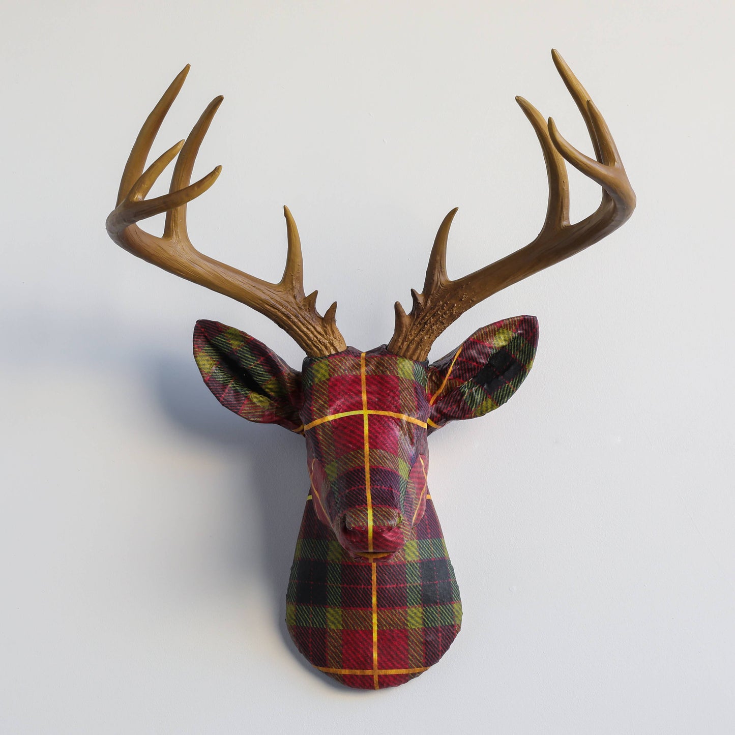 Plaid Fabric Deer Head