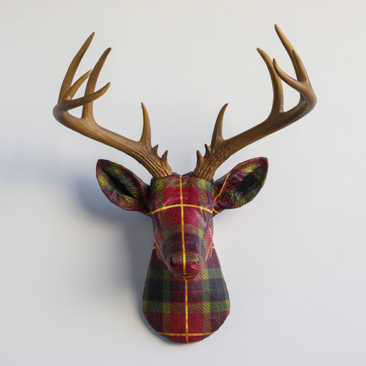 Plaid Fabric Deer Head