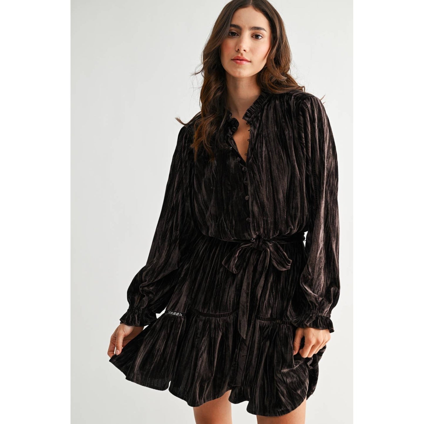 Chattahoochee Velvet Long Sleeve Mini Dress