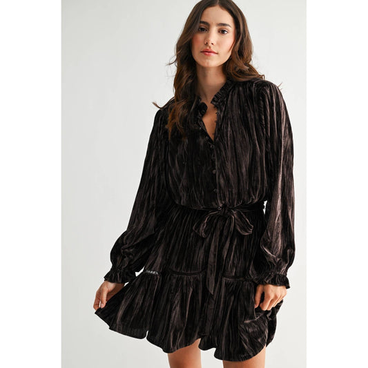 Chattahoochee Velvet Long Sleeve Mini Dress