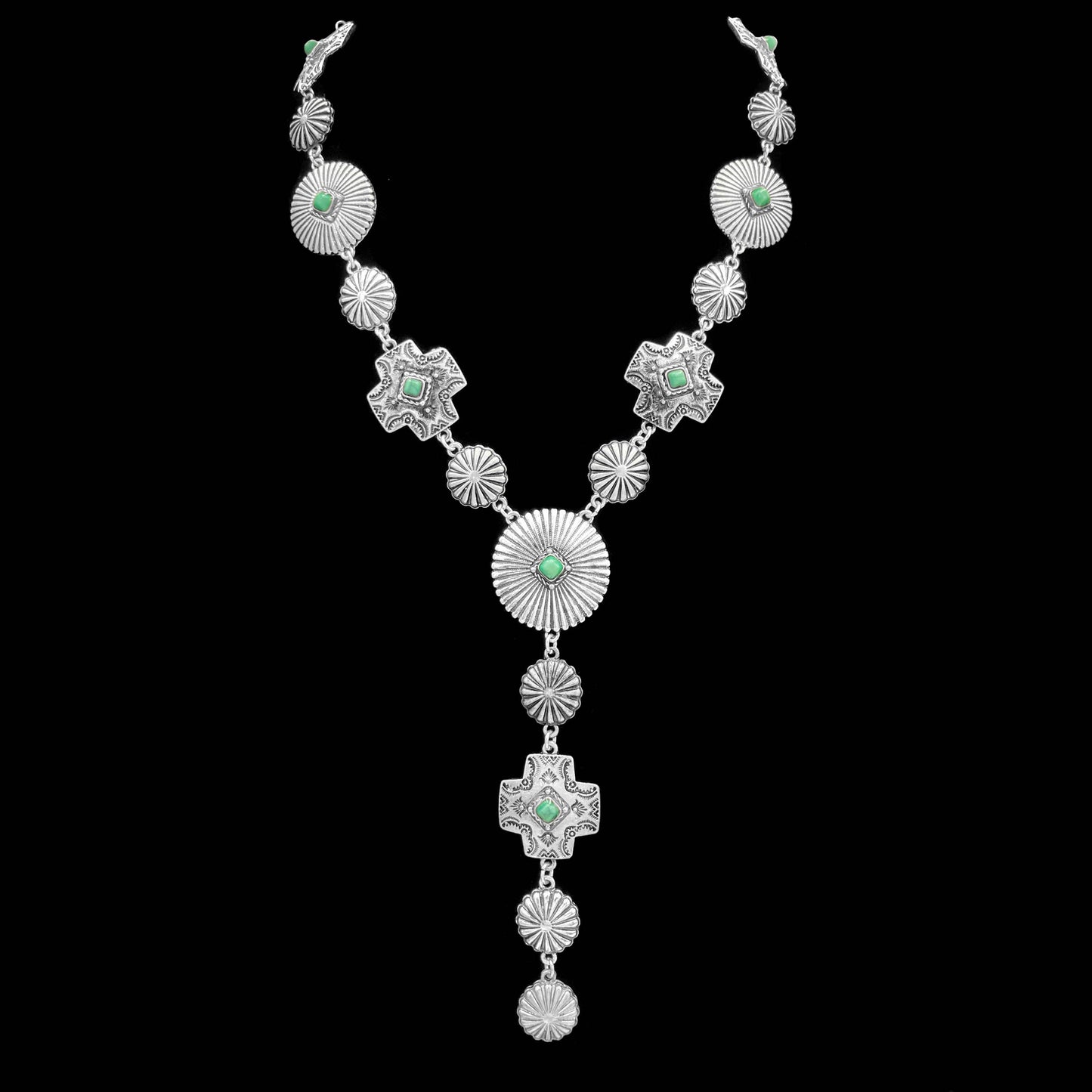 Western Cross Concho Y Necklace