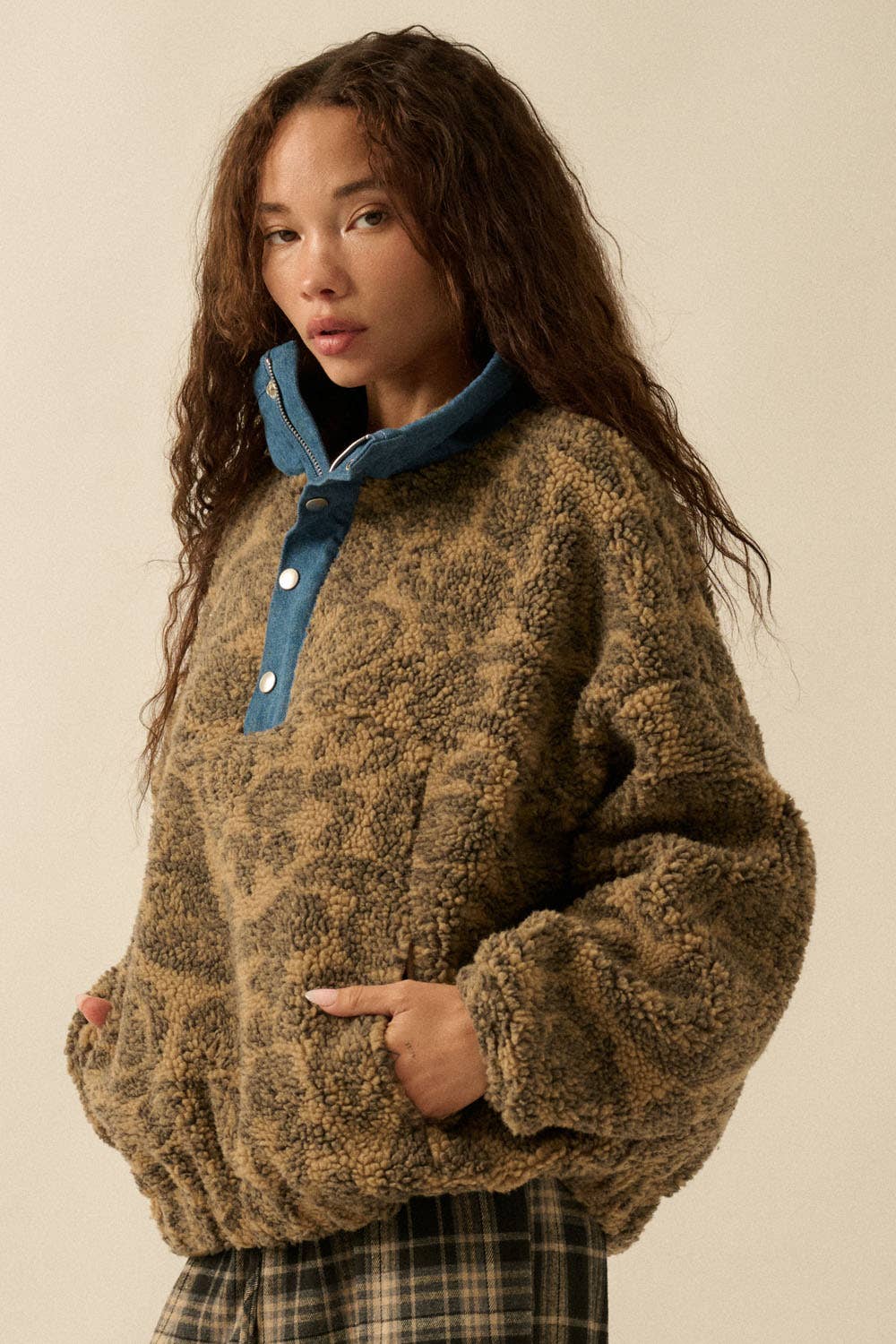 Paisley & Denim Half-Zip Pullover