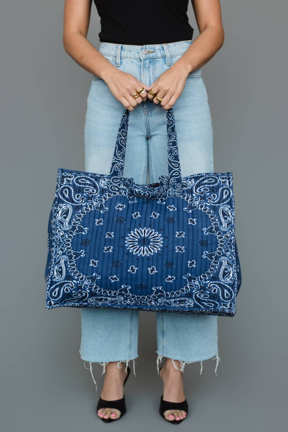 Dark Blue Bandana Tote