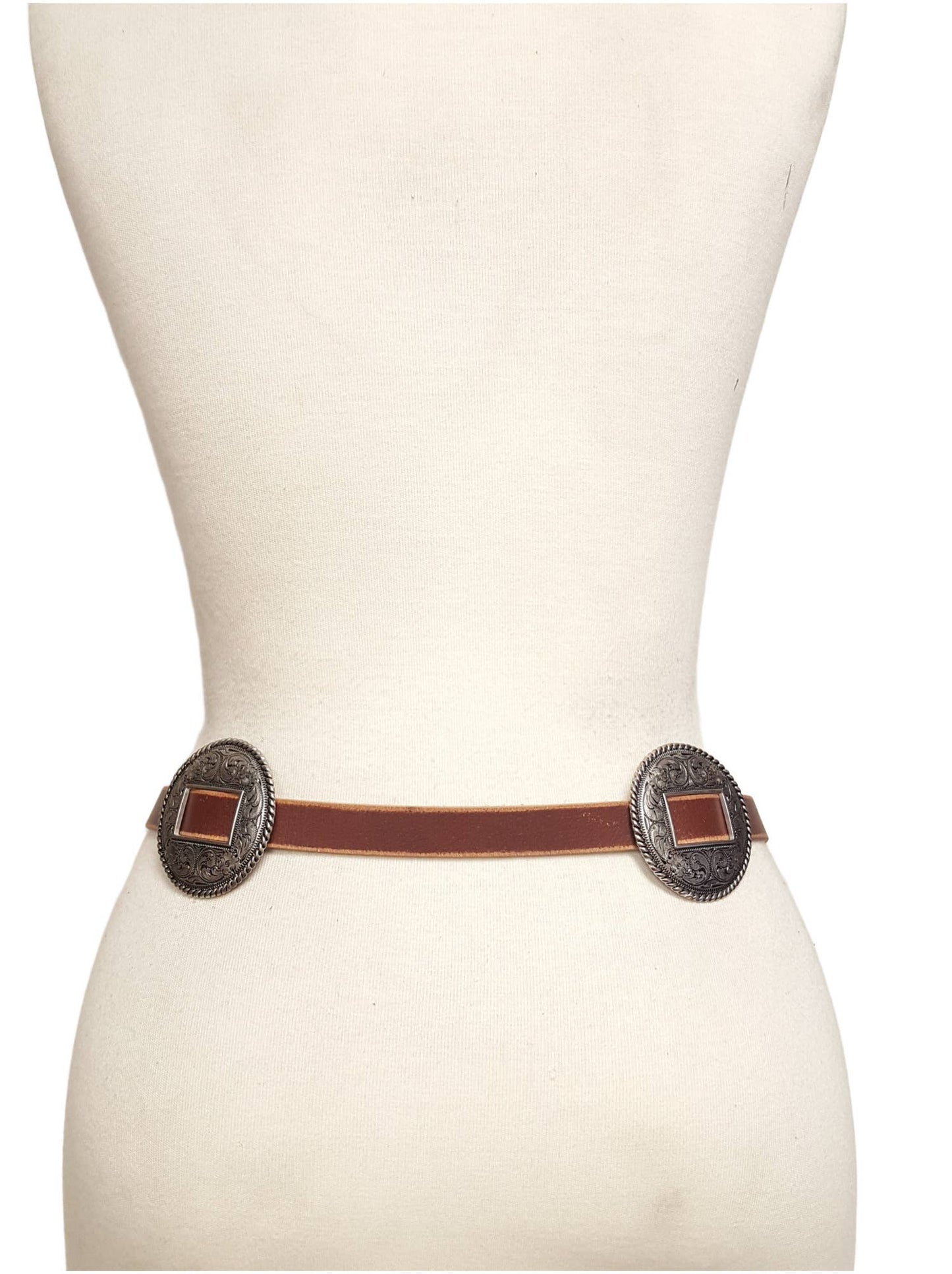 Round Concho Belt - Genuine Leather