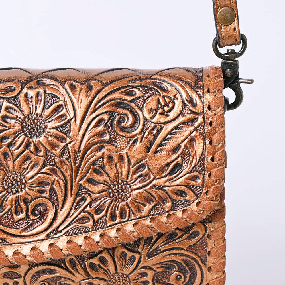Stella Hand Tooled Floral Leather Wallet Bag