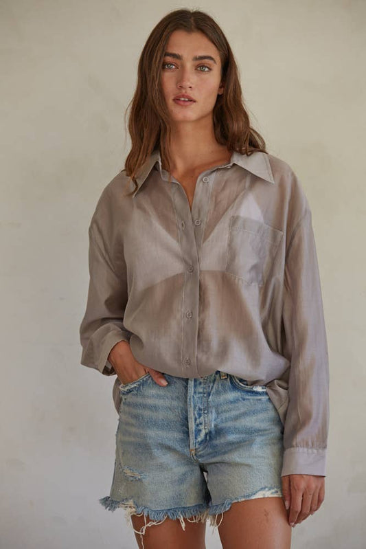 Sheer Button Down Shirt