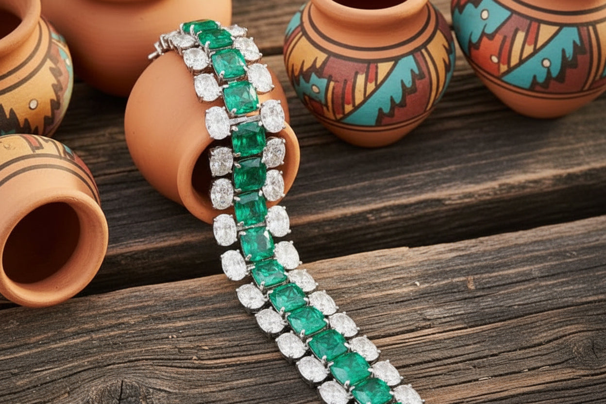 Emerald Triple-Row Statement Bracelet