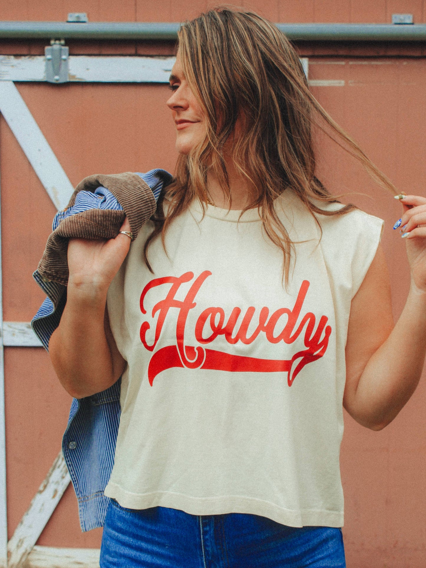 Howdy, Western Vintage Cropped Muscle Tank