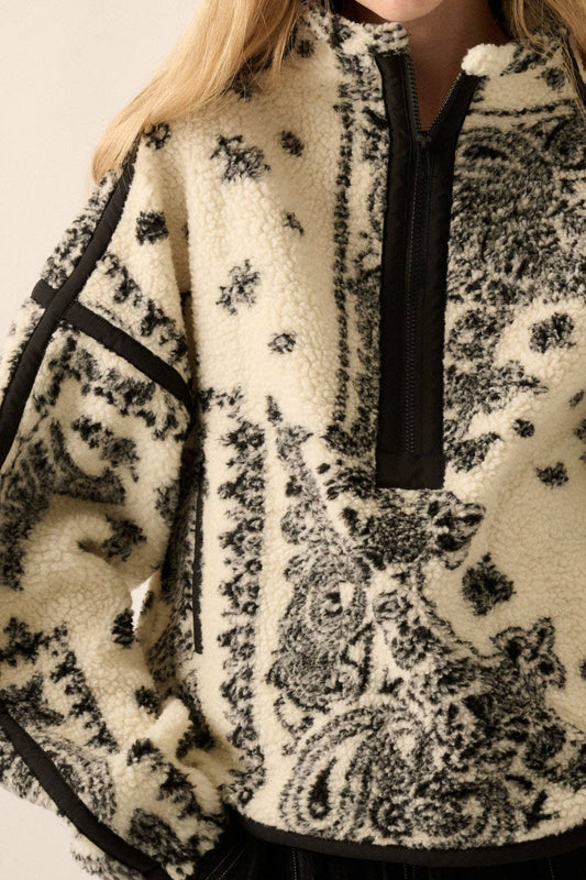 Floral Sherpa Half-Zip Pullover