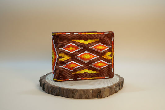 Brown Handmade Beaded Bifold Wallet