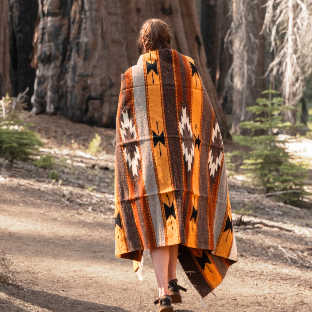 Diamond Stripe Wool Mexican Blanket