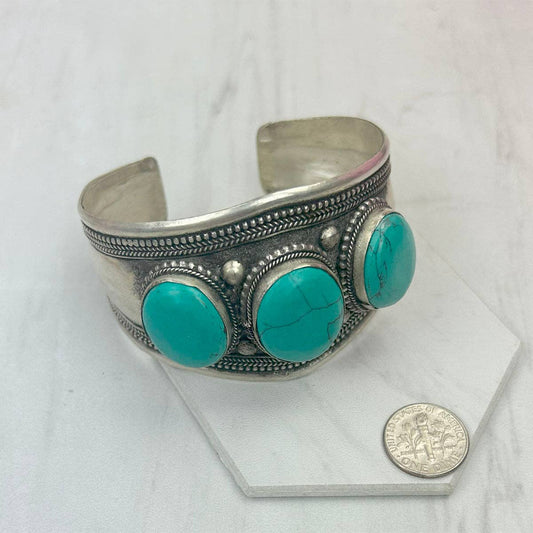German Silver & Blue Turquoise Cuff
