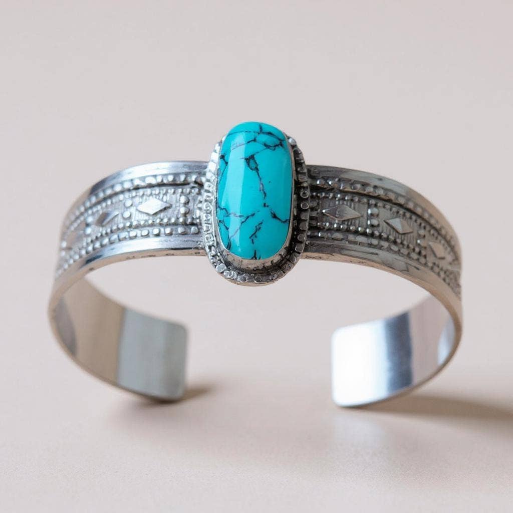 Handmade Turquoise Silver Cuff Bangle