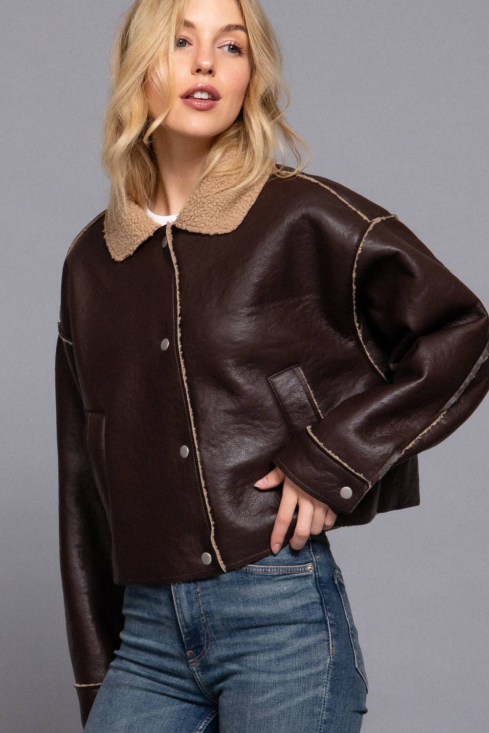Timberline Vegan Leather Shearling Jacket